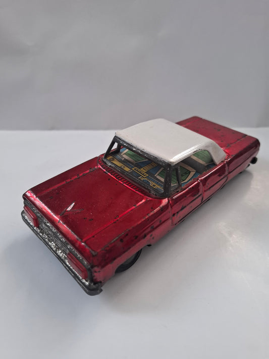 Vintage Red Sedan Tin Toy Rare China Car Friction Motor Tin Toy MF 181