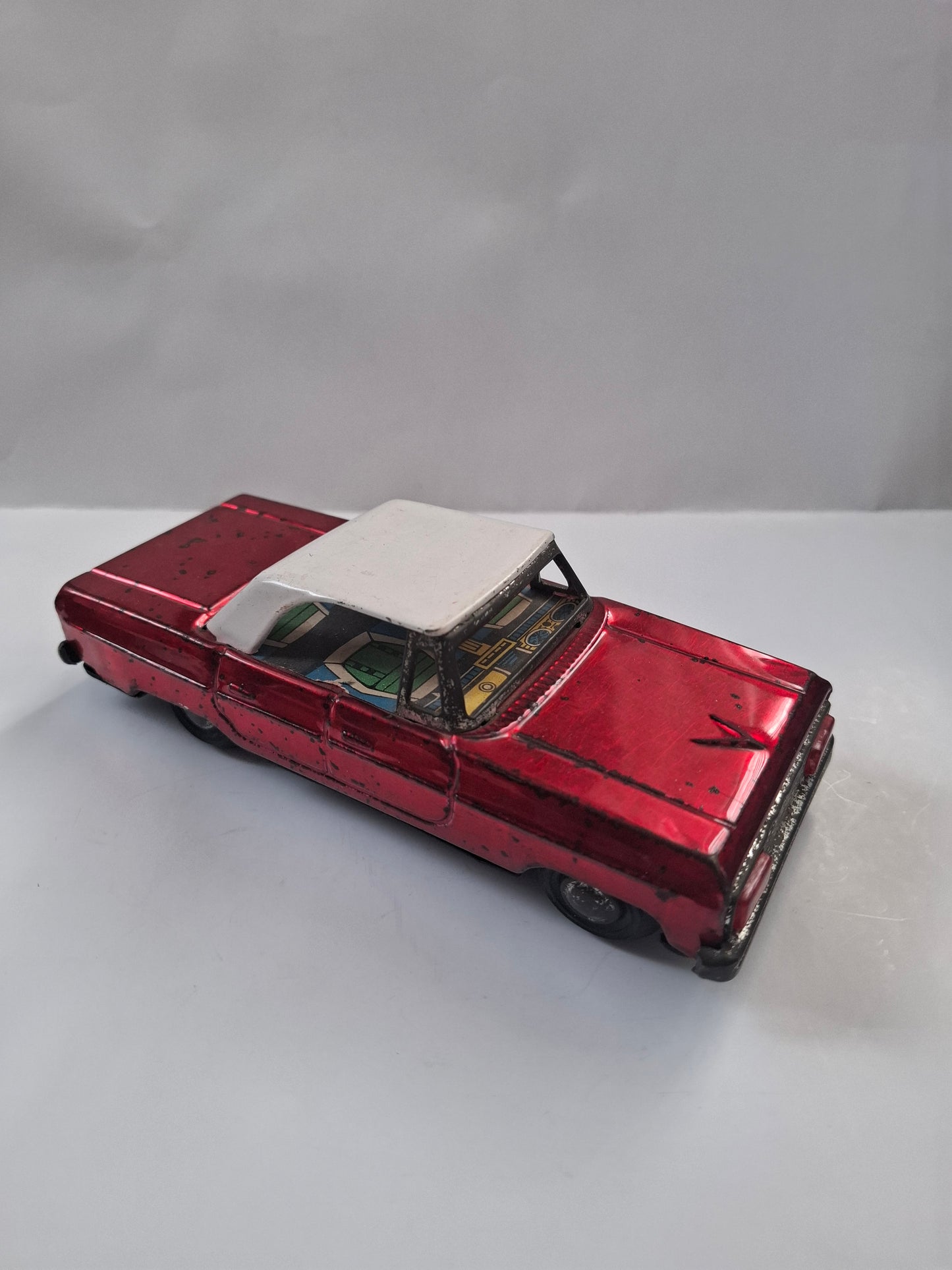 Vintage Red Sedan Tin Toy Rare China Car Friction Motor Tin Toy MF 181