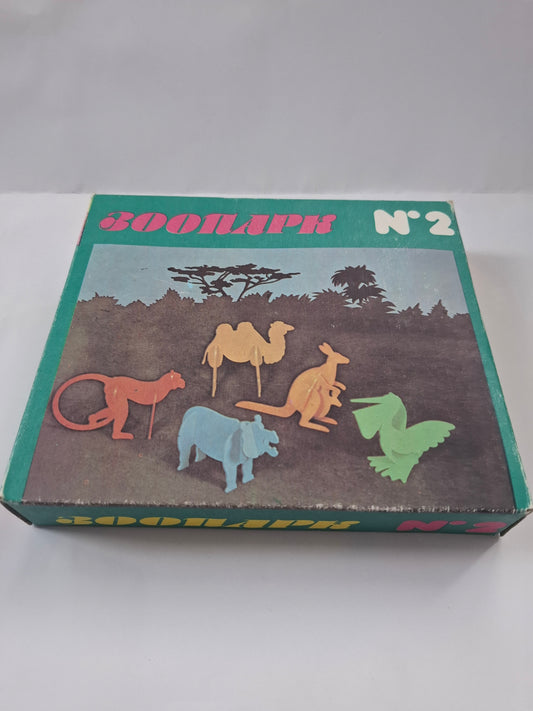Vintage Game Zoo set Nr.2 of 5 animals- Sort My Tiles Zoo - Puzzle ZOO kit - Game - Puzzle for kids - Funny game