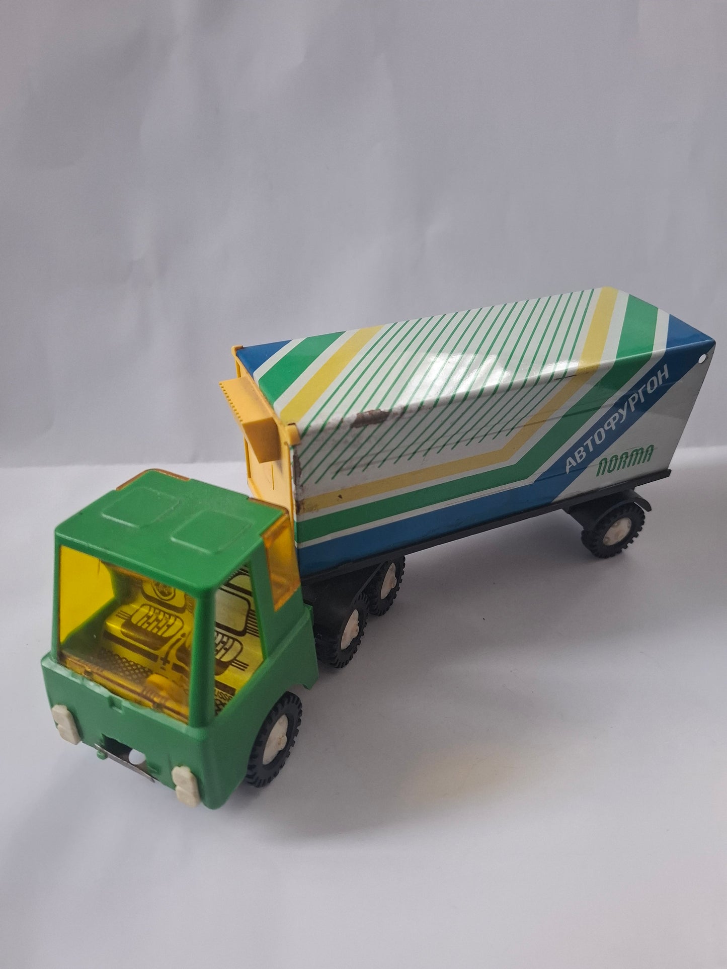 Vintage Rare Norma Tallinn USSR Metal Tin Toy Truck and Trailer 70s