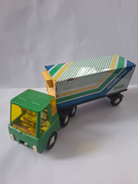 Vintage Rare Norma Tallinn USSR Metal Tin Toy Truck and Trailer 70s