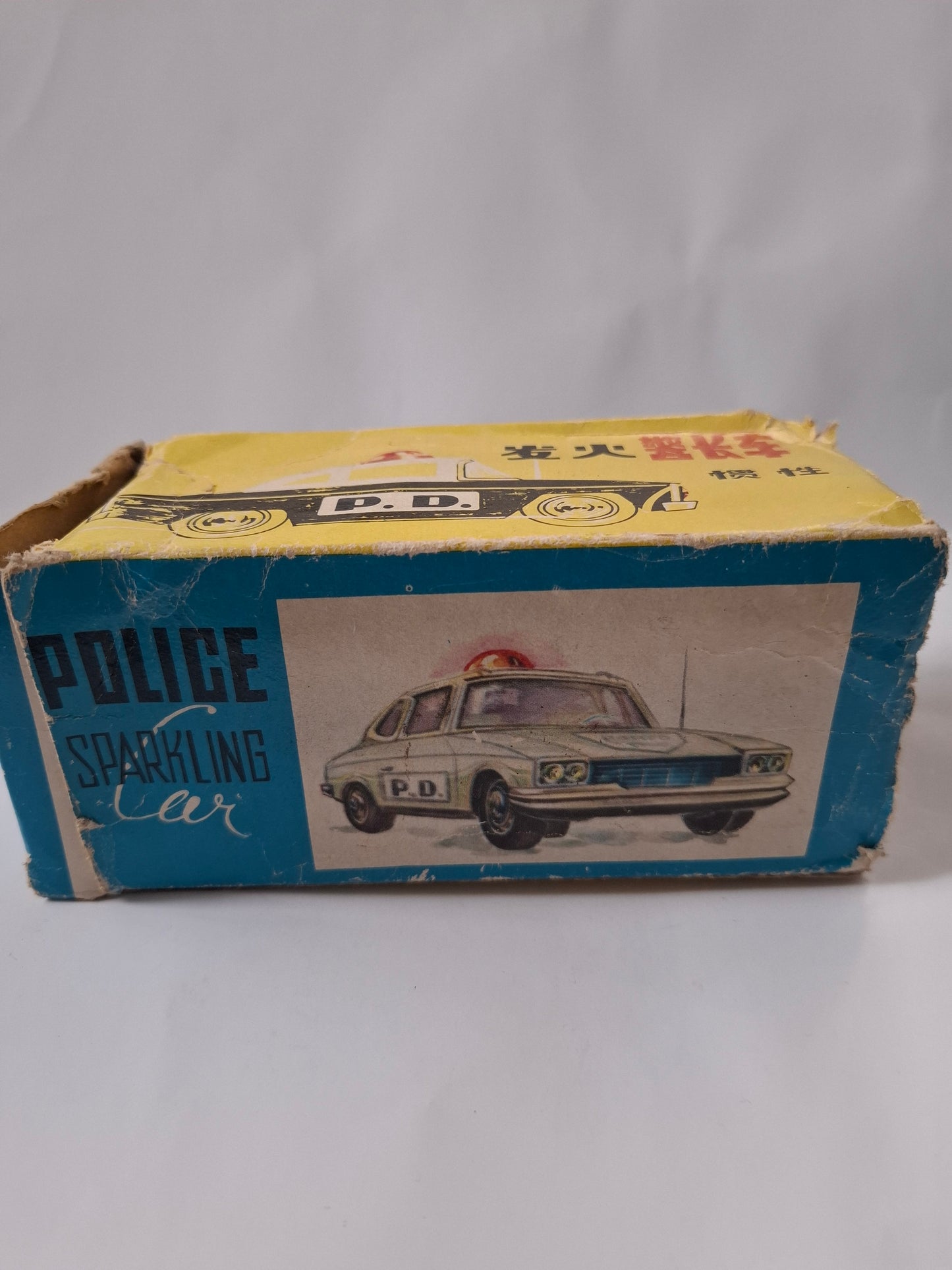 Rare Vintage 1970s Chinese Tinplate Police Car – Collectible Friction Toy (MF 900)