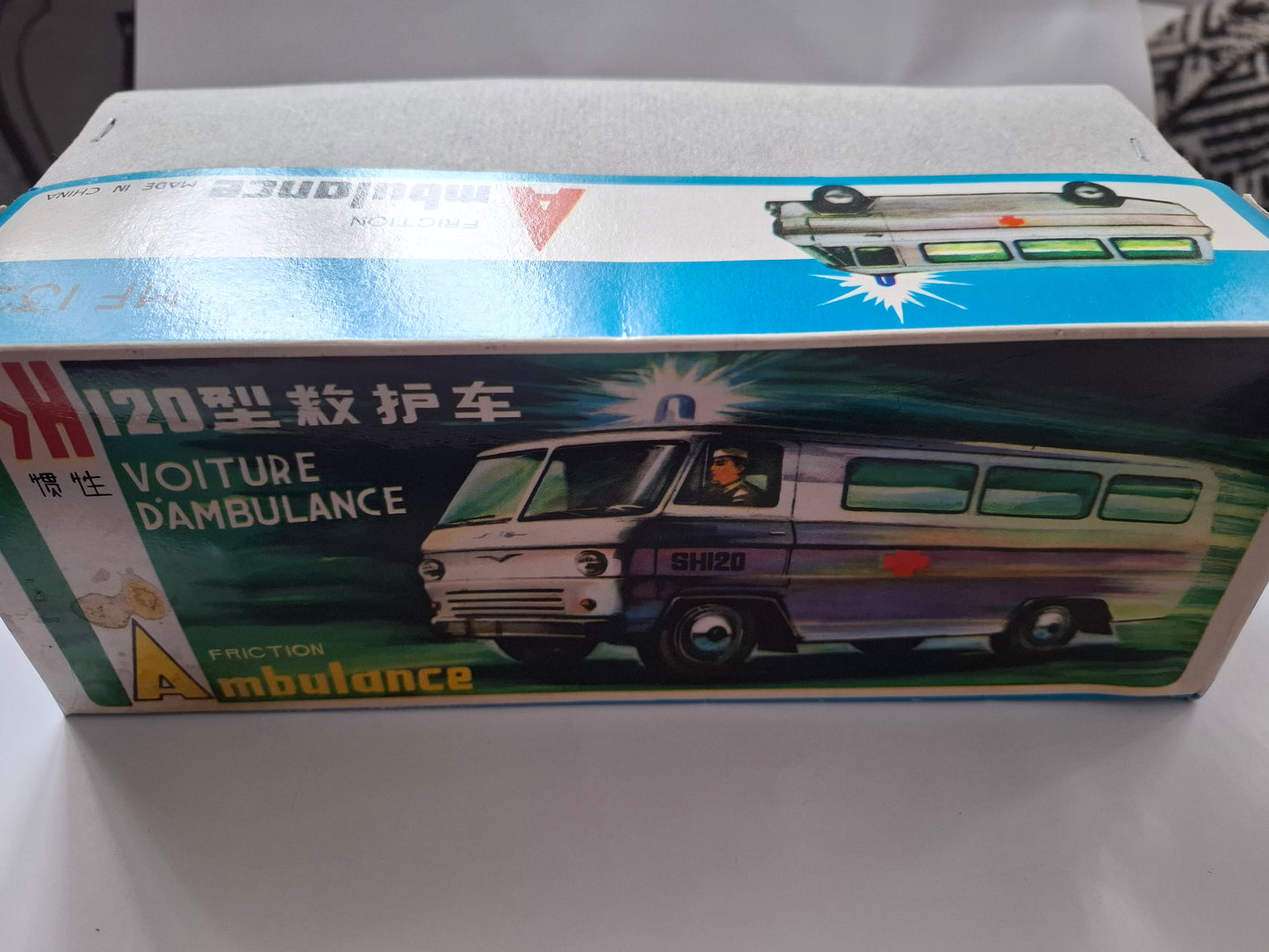 Vintage MF 132 Tin Ambulance Classic Friction Motor Toy - Original Box