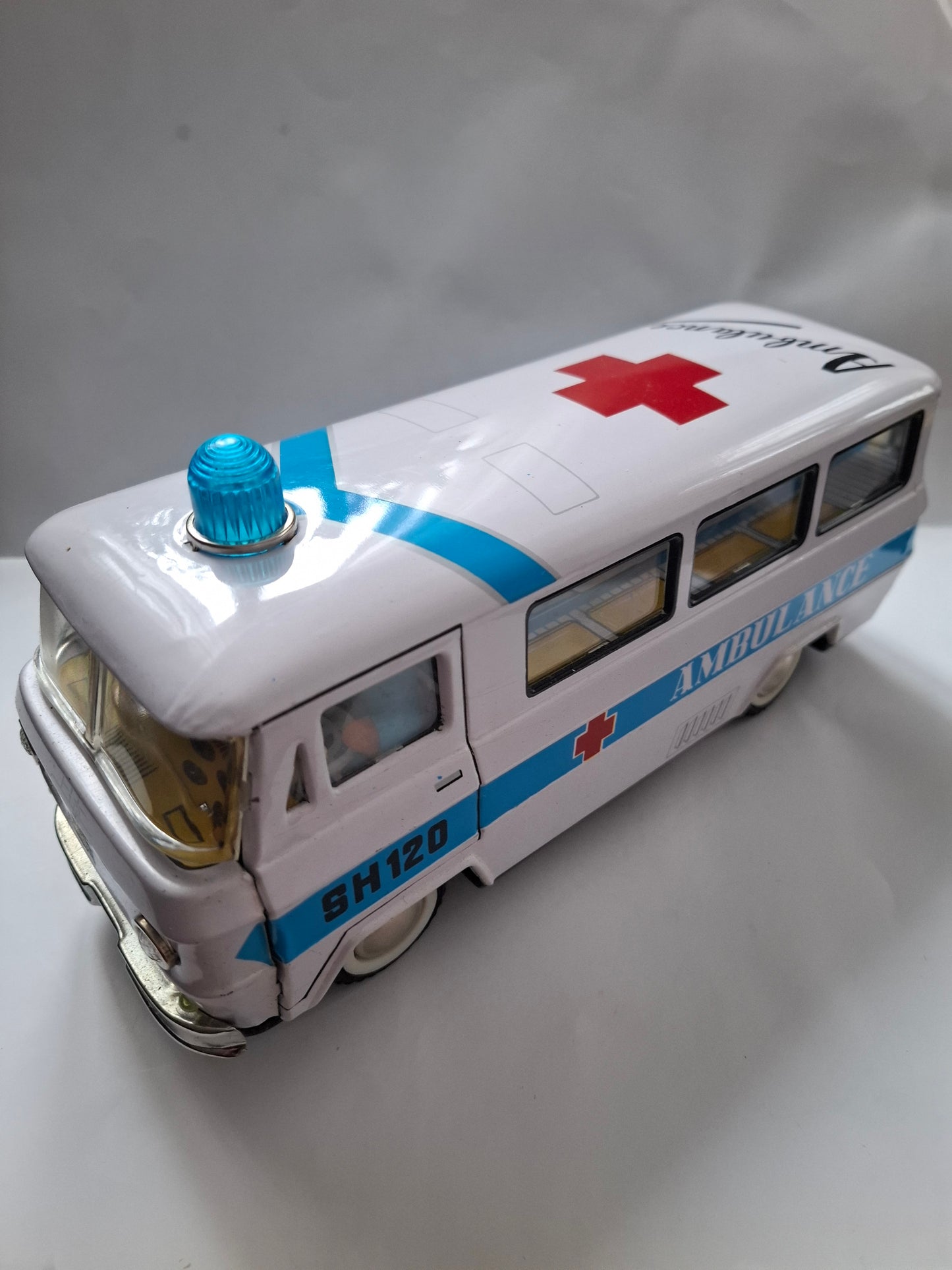 Vintage MF 132 Tin Ambulance Classic Friction Motor Toy - Original Box