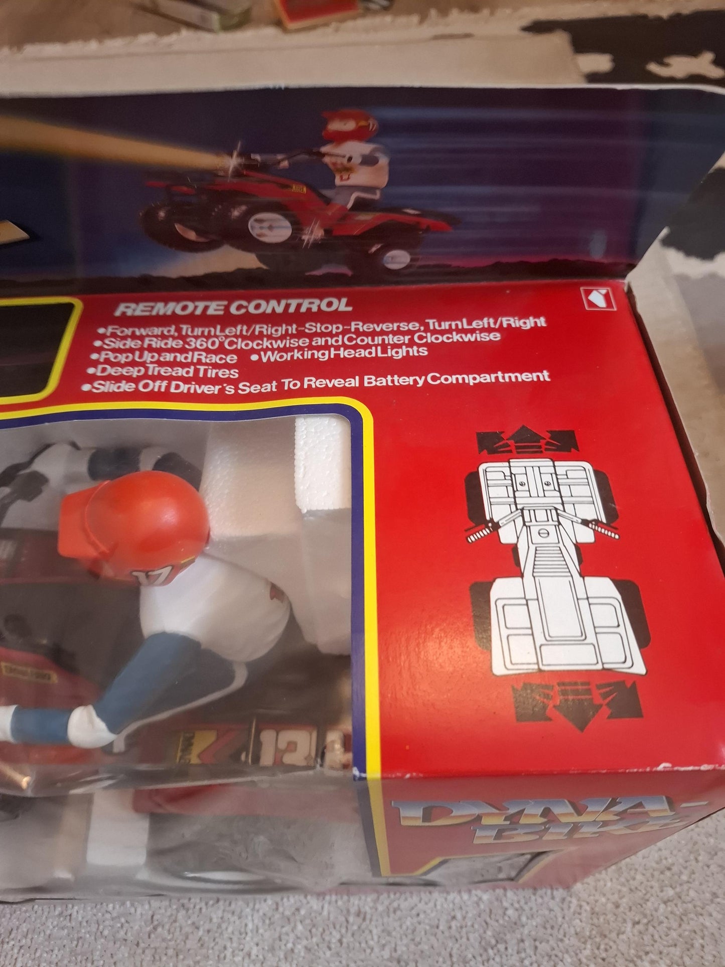 Vintage 80s - New Zee Toys Dyna Bike 4 wheeler remote controlled Hong Kong -original box