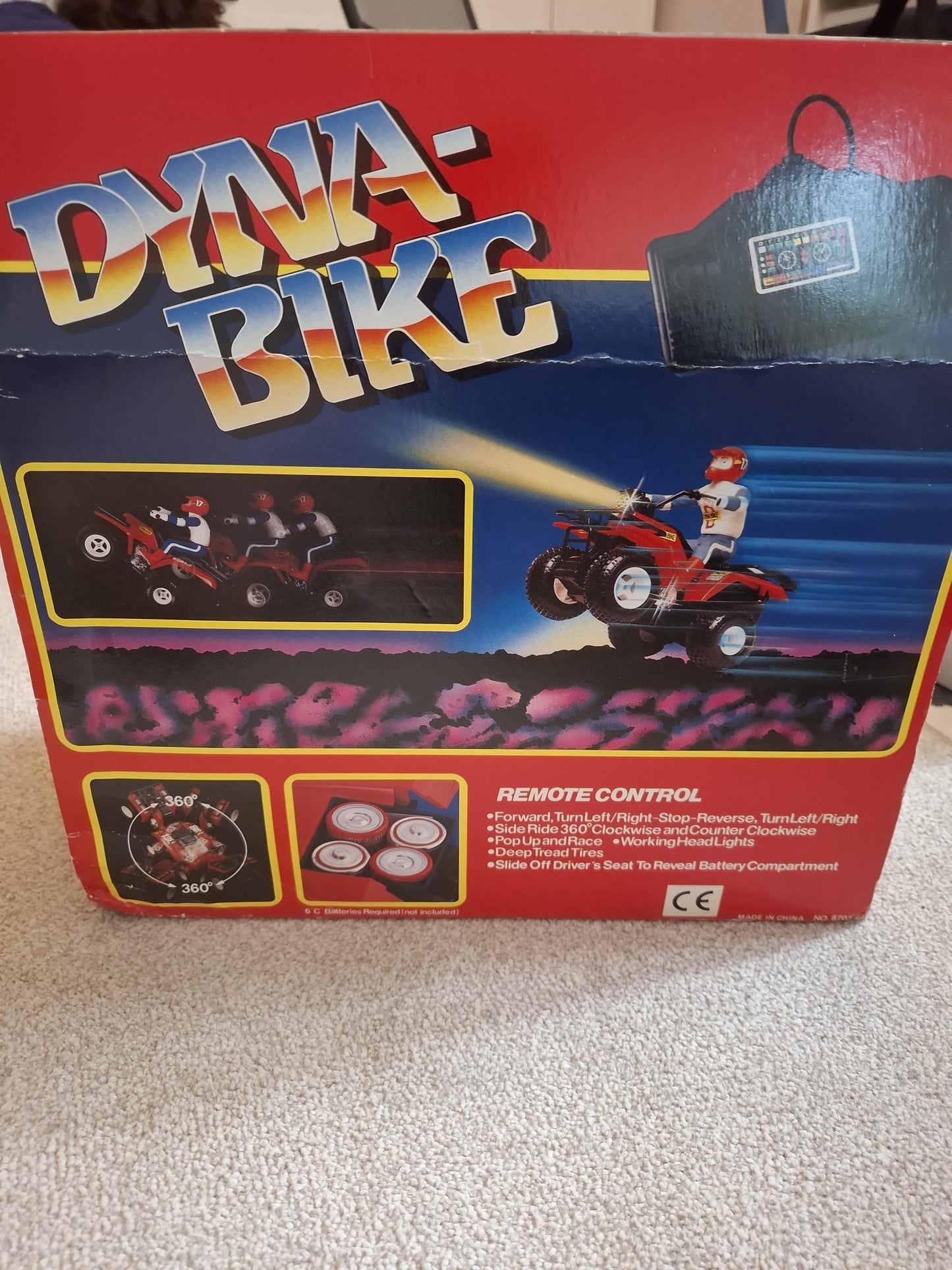 Vintage 80s - New Zee Toys Dyna Bike 4 wheeler remote controlled Hong Kong -original box