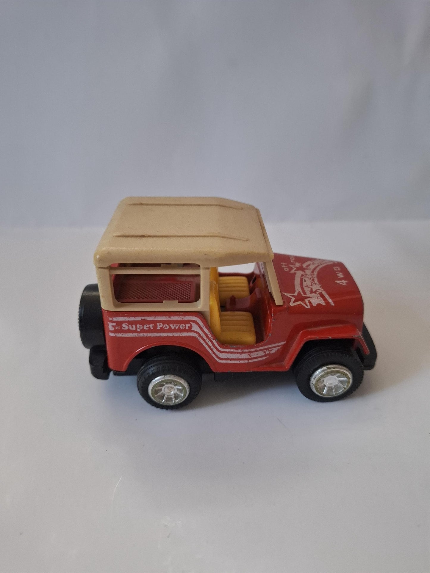 Charming Nostalgic Vintage Toy: Diecast Speedasher Super Power Red Jeep WORKS- made in Hong Kong - 80s