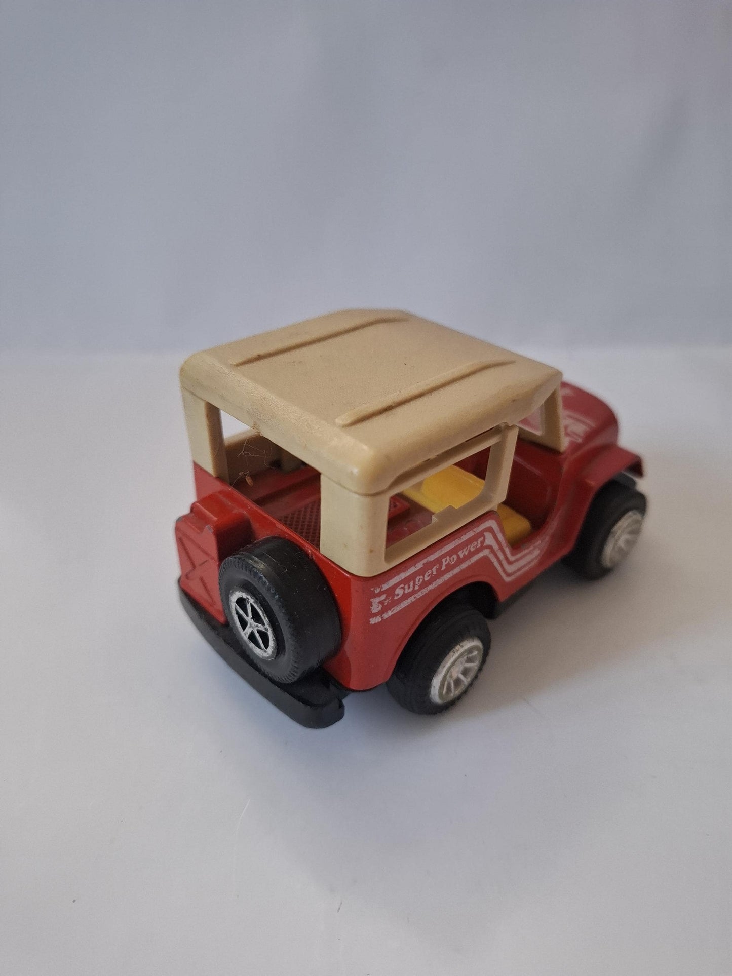 Charming Nostalgic Vintage Toy: Diecast Speedasher Super Power Red Jeep WORKS- made in Hong Kong - 80s