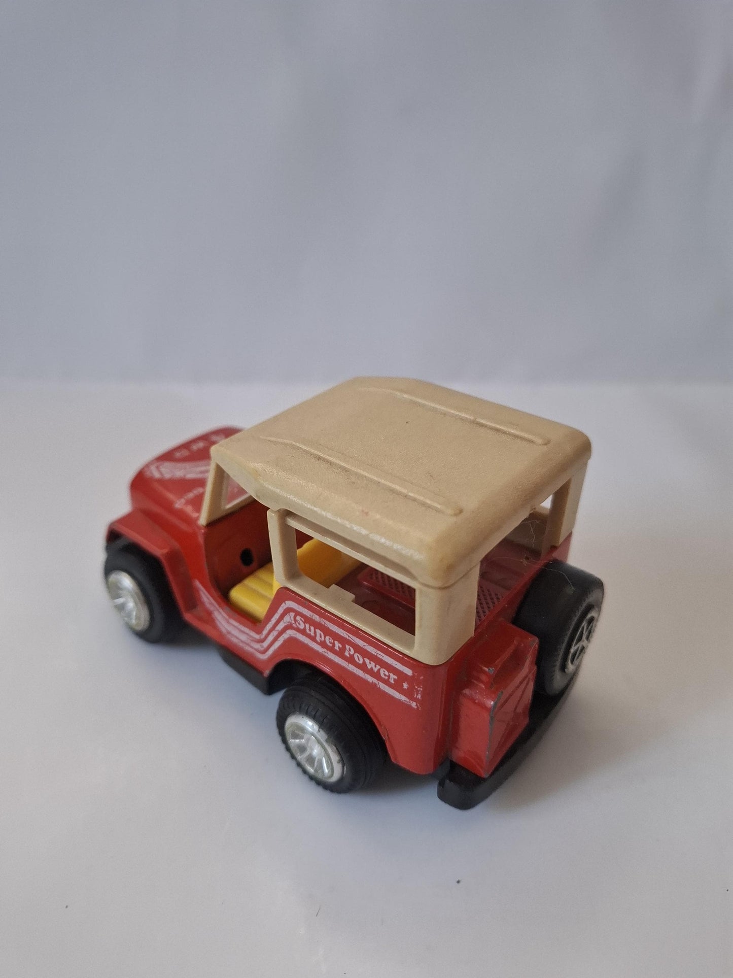 Charming Nostalgic Vintage Toy: Diecast Speedasher Super Power Red Jeep WORKS- made in Hong Kong - 80s