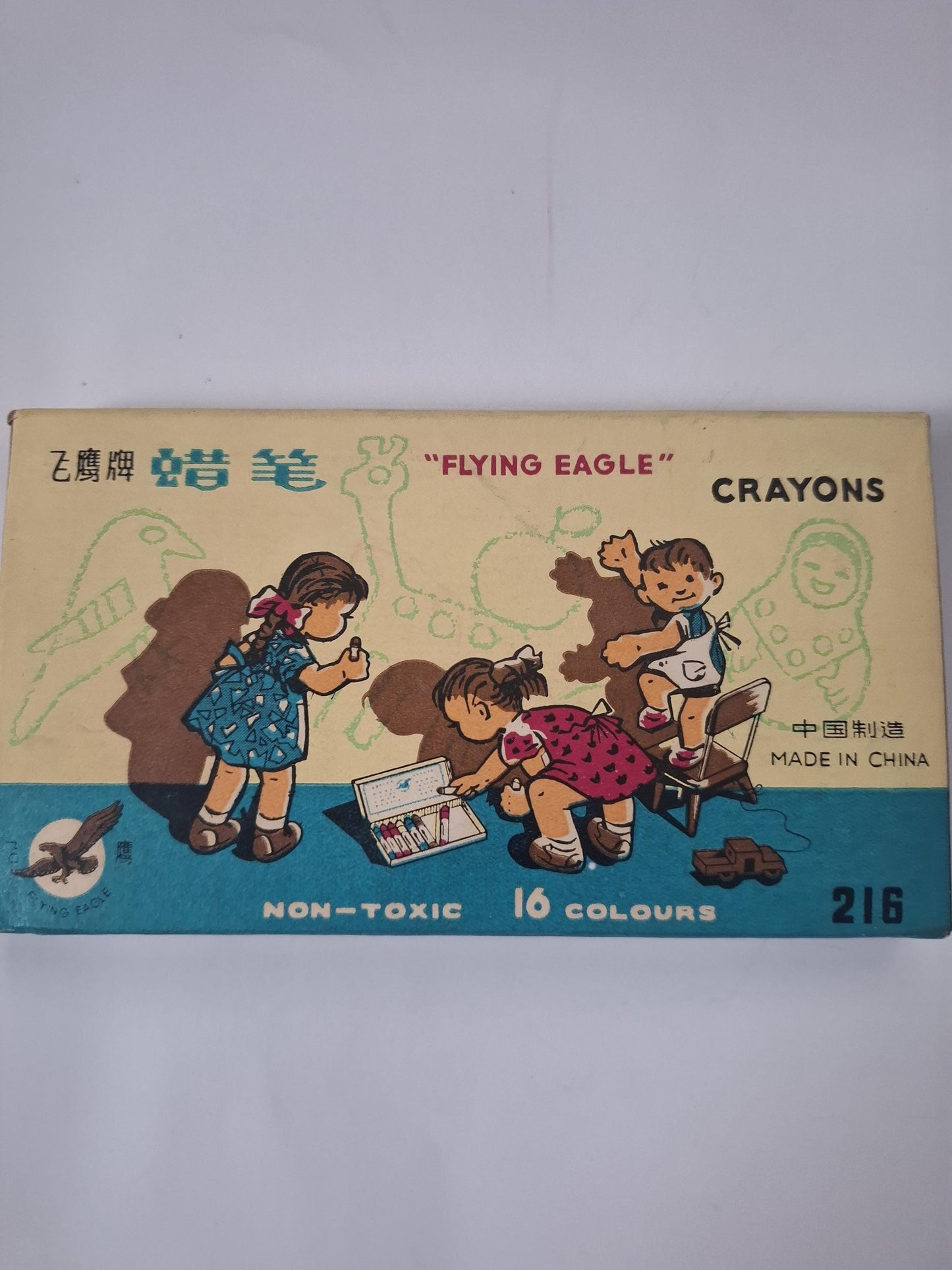 Vintage Flying Eagle Brand Crayons 201 Non toxic 16 colours