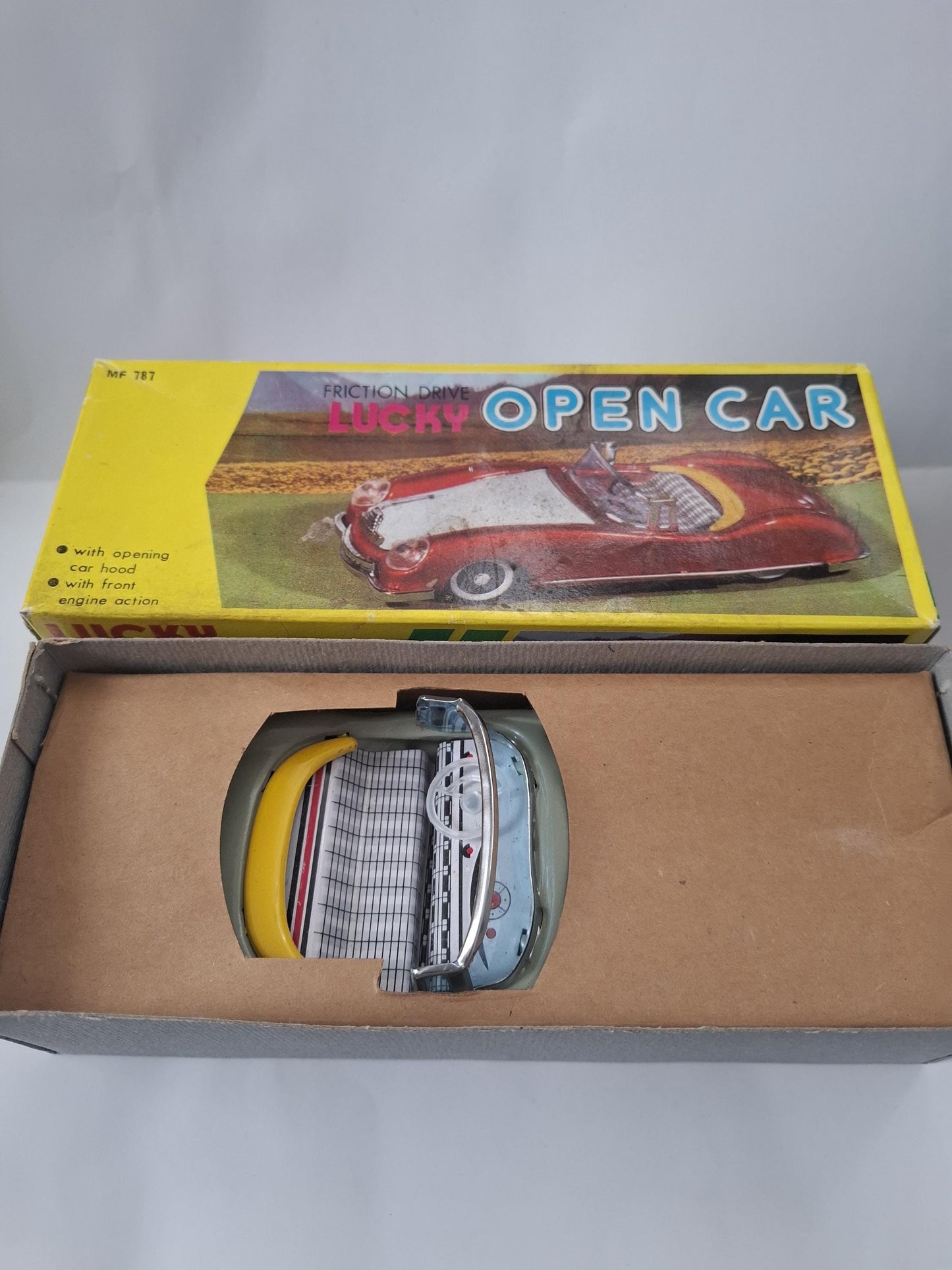 Tin Toy Car Convertible China MF 787 Original Packaging Box Never Used Tinplate Friction Car