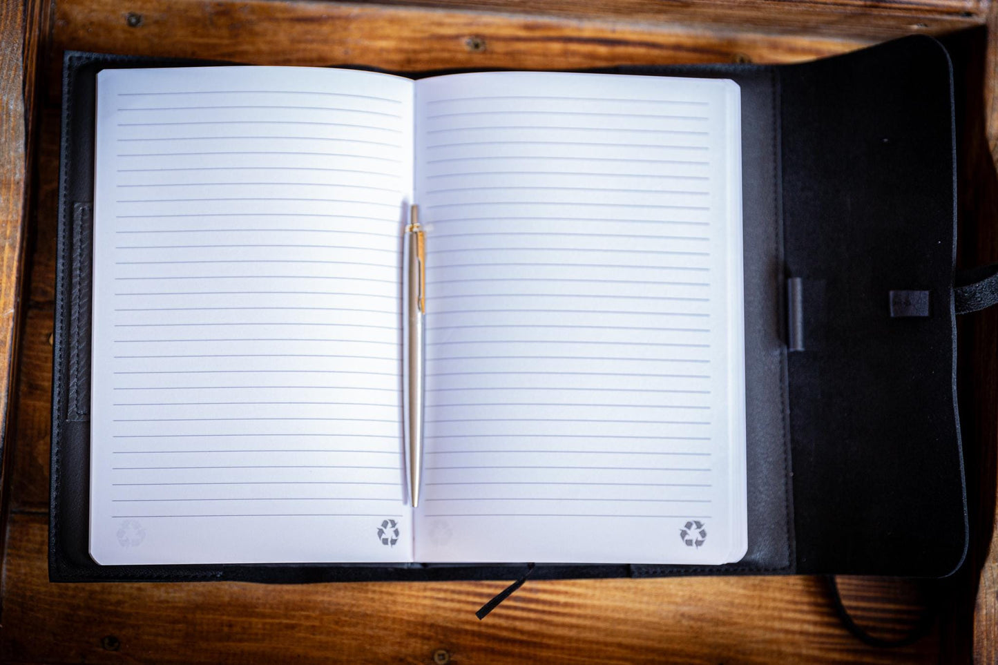 Handmade Leather Notebook cover Refillable Journal Personalized Gift for Writers & Travelers Black