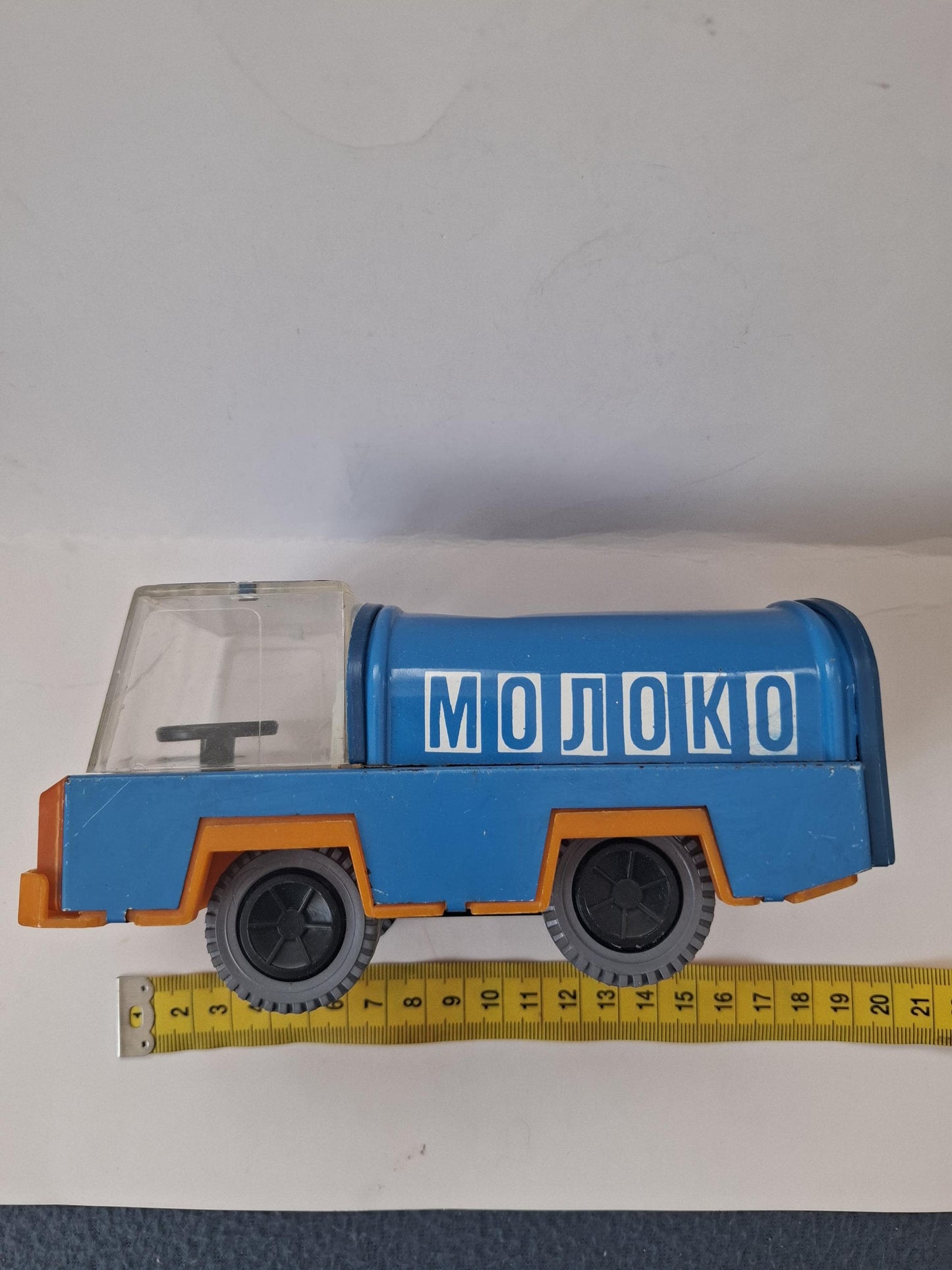 Vintage USSR Tin Toy Milk Truck Blue “MOLOKO Soviet Milkman Truck Collectible Soviet Toy