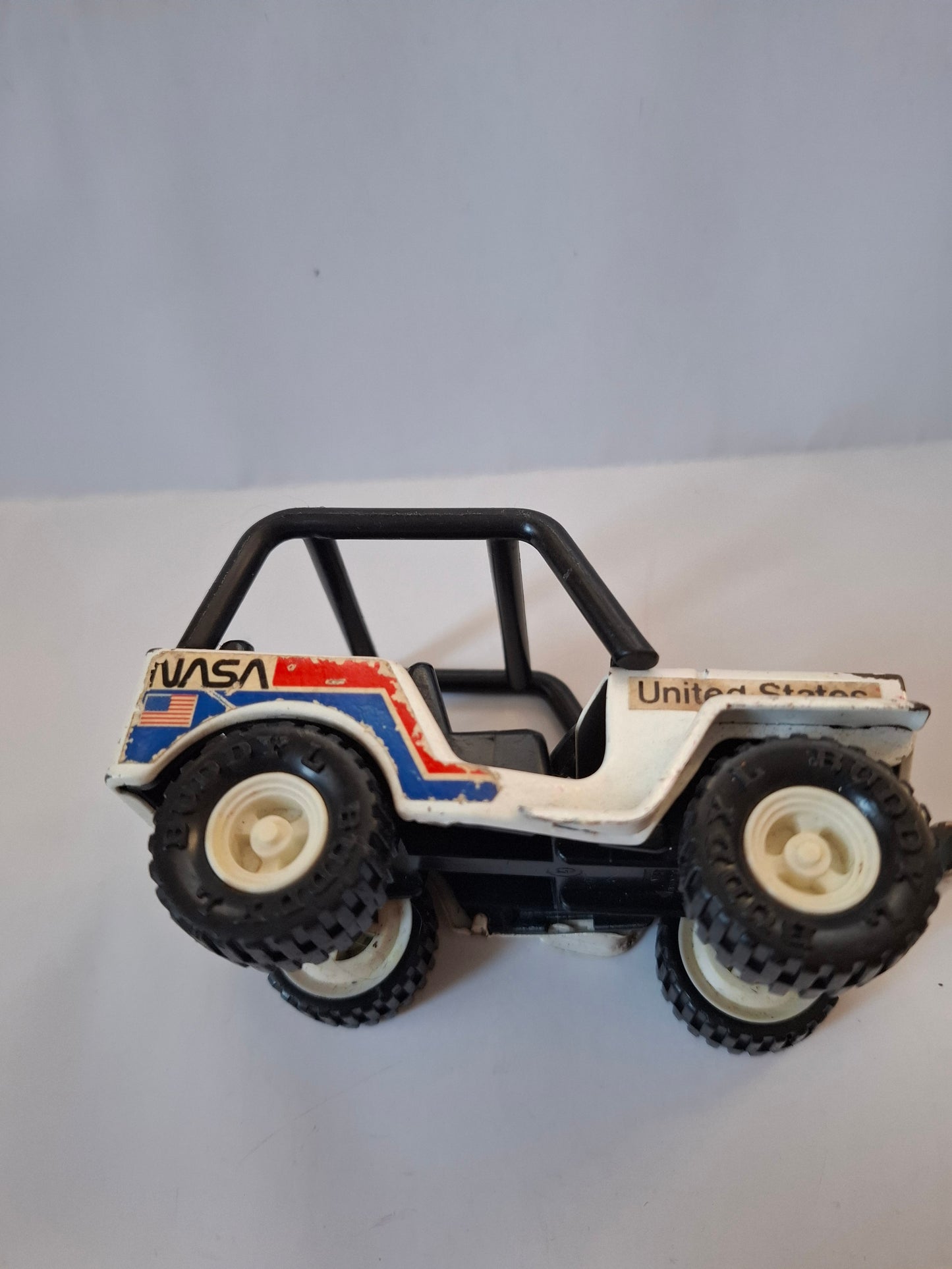 Vintage 1980 set NASA Jeep 4x4 + Mack truck Buddy L Pressed Steel toys - Made in Japan