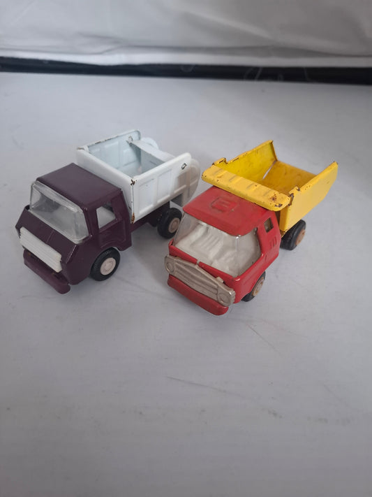 Vintage Lot of 2 pressed steel red metal ruck toys - made in Japan