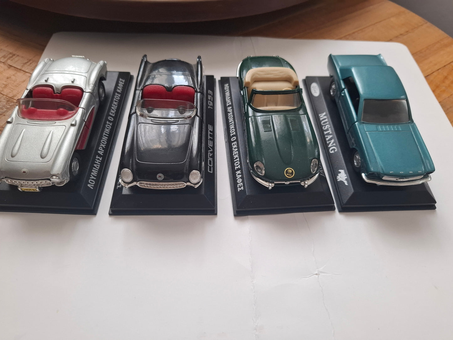 Vintage Maisto 1:38 Scale Sports Car Set – 1953 & 1957 Corvettes, Ford Mustang & Jaguar E-Type — Greece Distribution