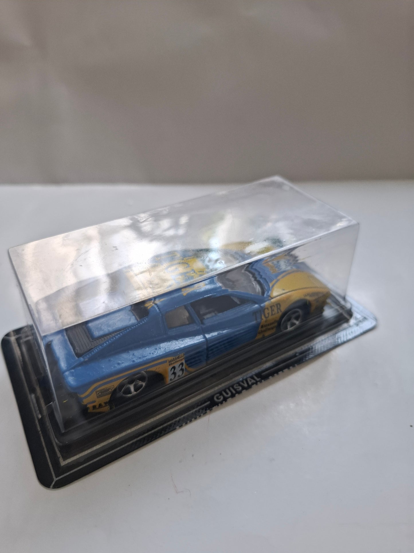 Vintage Guisval Ferrari Testarossa #33 – 1:43 Blue & Yellow “TIGER” Livery (Damaged Corner)