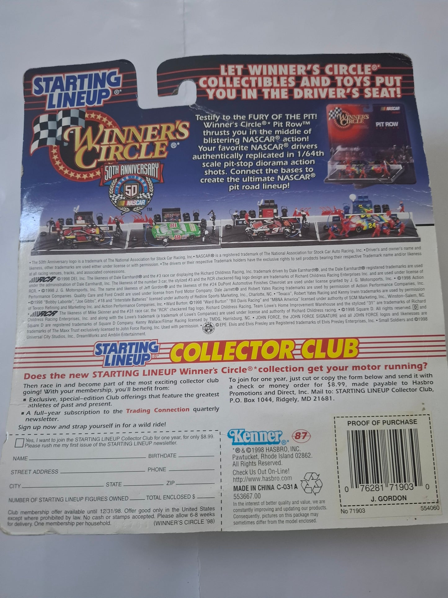 Kenner Nascar Winners Circle Starting Lineup Jeff Gordon Auction Figure - Series 2 - 1998