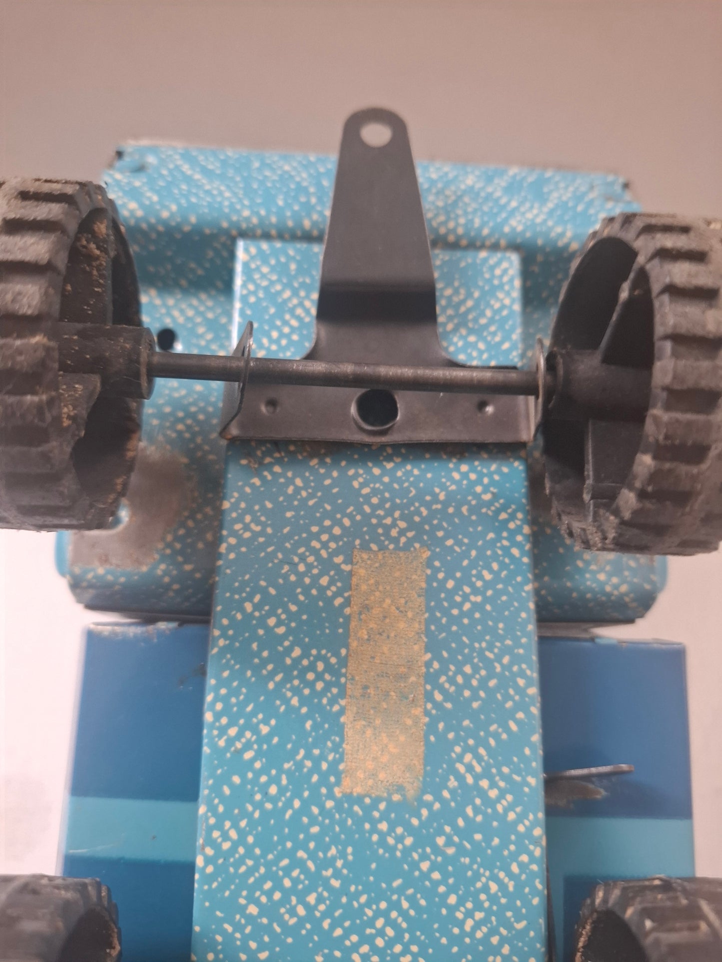 Vintage Big Children's Blue Metal Tin Toy Green Dump truck Ural USSR Nr.10