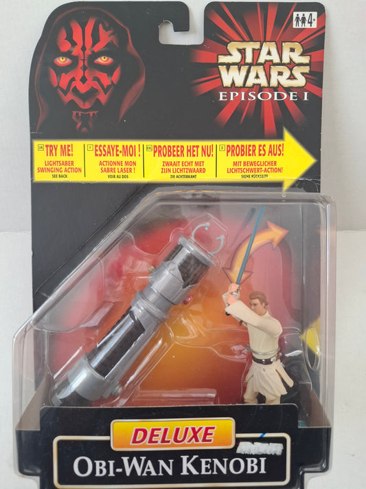 Hasbro Star Wars Episode I Deluxe Obi-Wan Kenobi Action Figure (1999) – New in Box