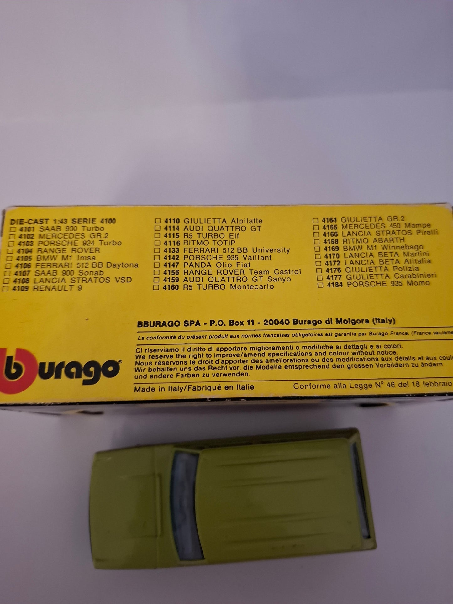 Vinrage 1983 Burago 1/43 Range Rover Diecast Toy Vehicle Green - Cod. 4101 - Rare - Boxed