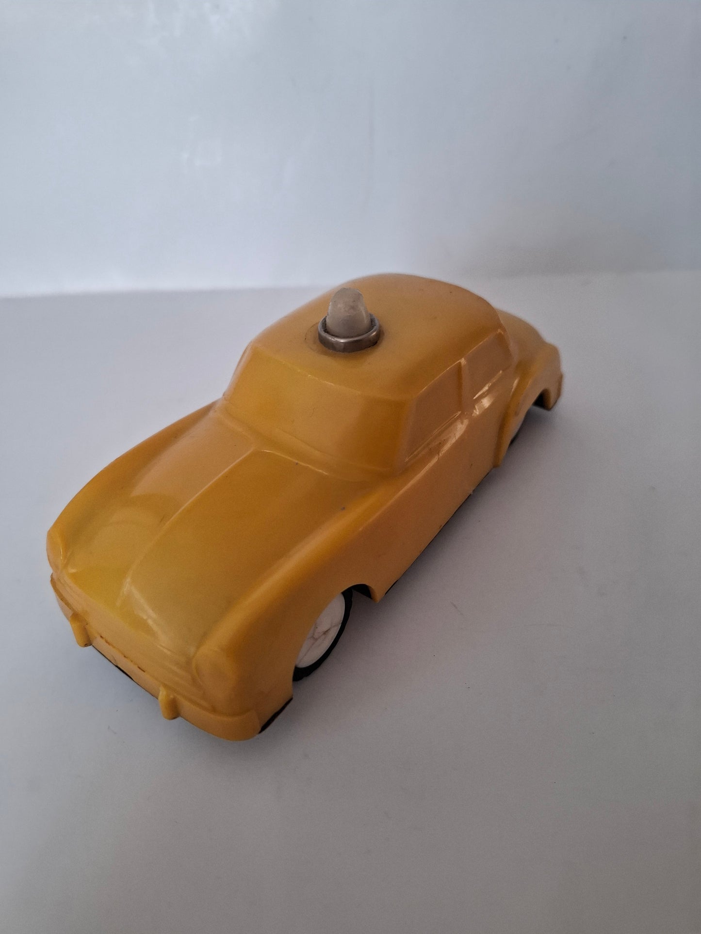 Classic Soviet Friction Yellow Police Car Plastic Vintage Treasure Cat-USSR