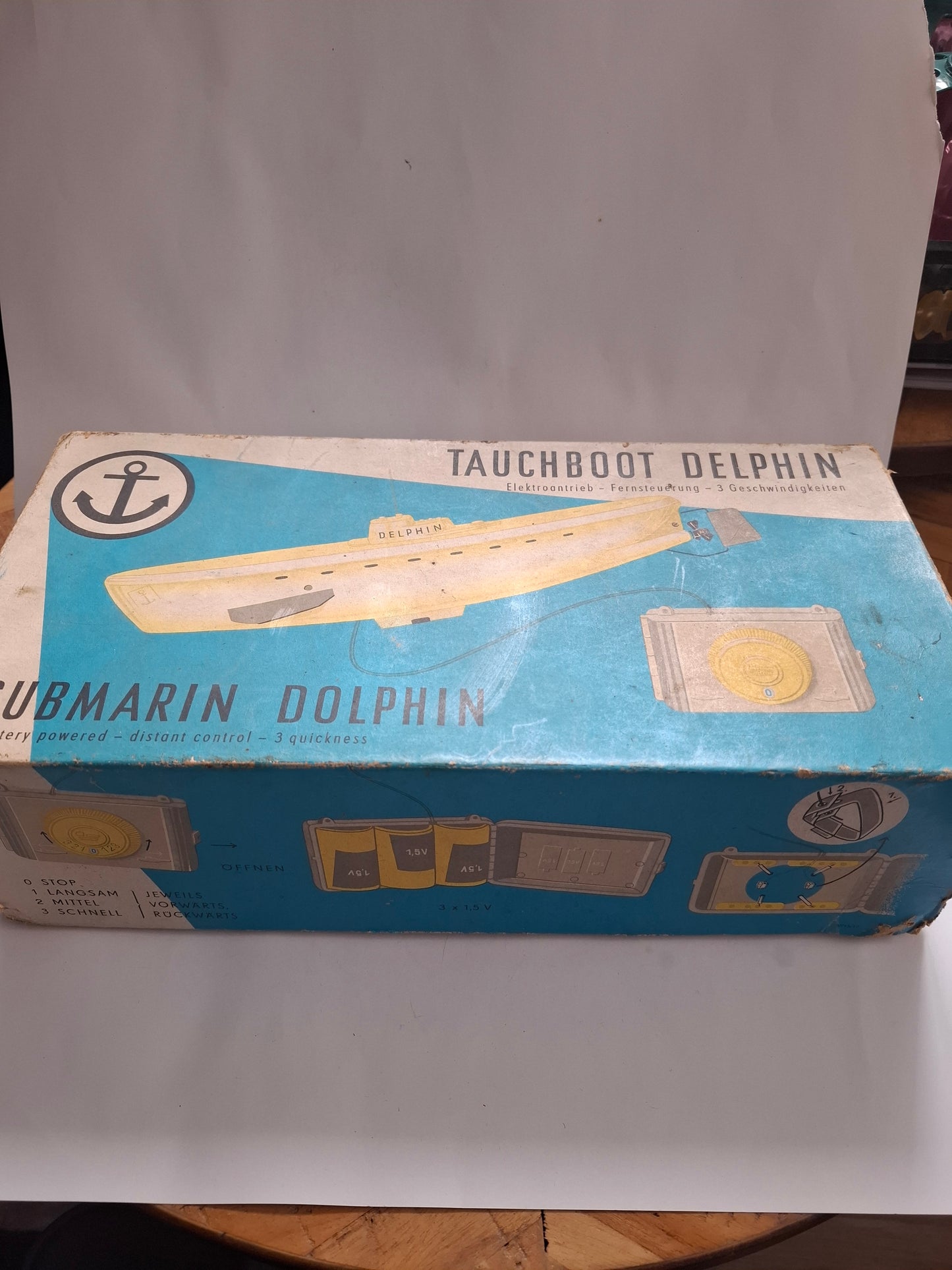 Vintage Toy Submarine Dolphin Anker DDR Germany Battery operated Remote Control