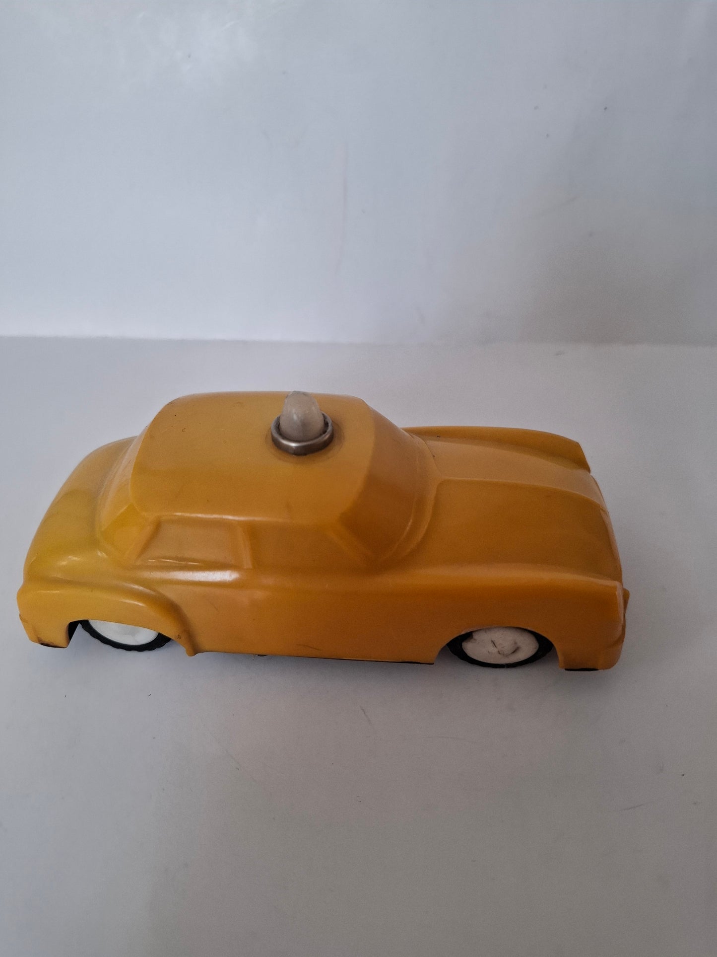Classic Soviet Friction Yellow Police Car Plastic Vintage Treasure Cat-USSR