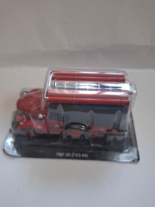 GAZ-69 Soviet Fire Truck PMG-20 (1954) – 1:43 Scale Die-Cast Model, Sealed in Original Box
