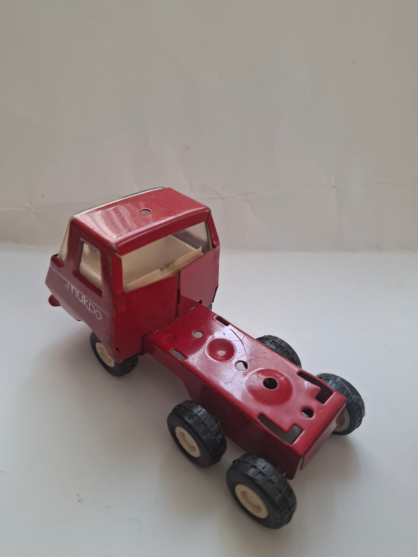 Vintage 1980's Tiny Tonka Toy Red Pressed Steel Semi Tractor Truck - Red