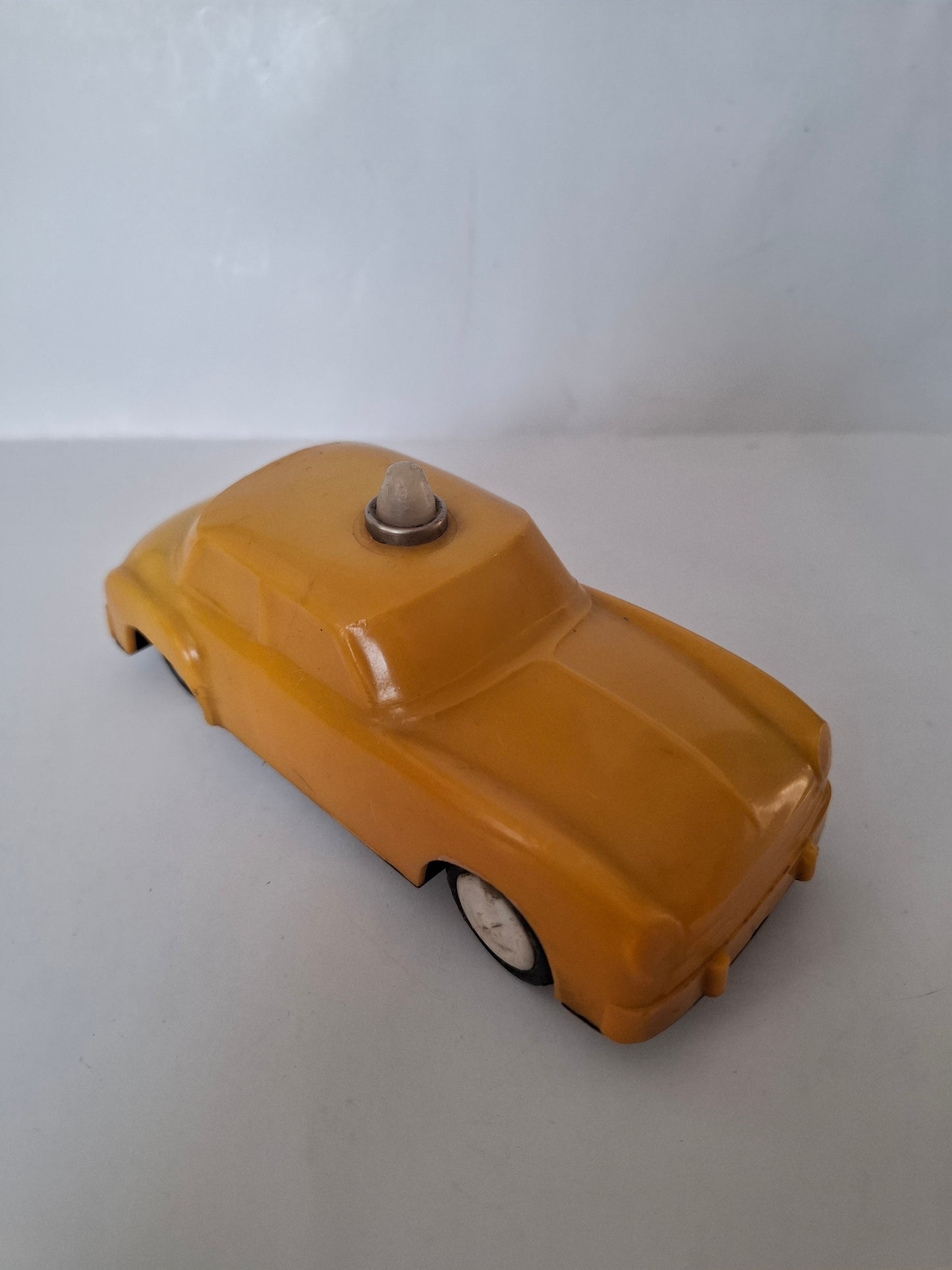 Classic Soviet Friction Yellow Police Car Plastic Vintage Treasure Cat-USSR