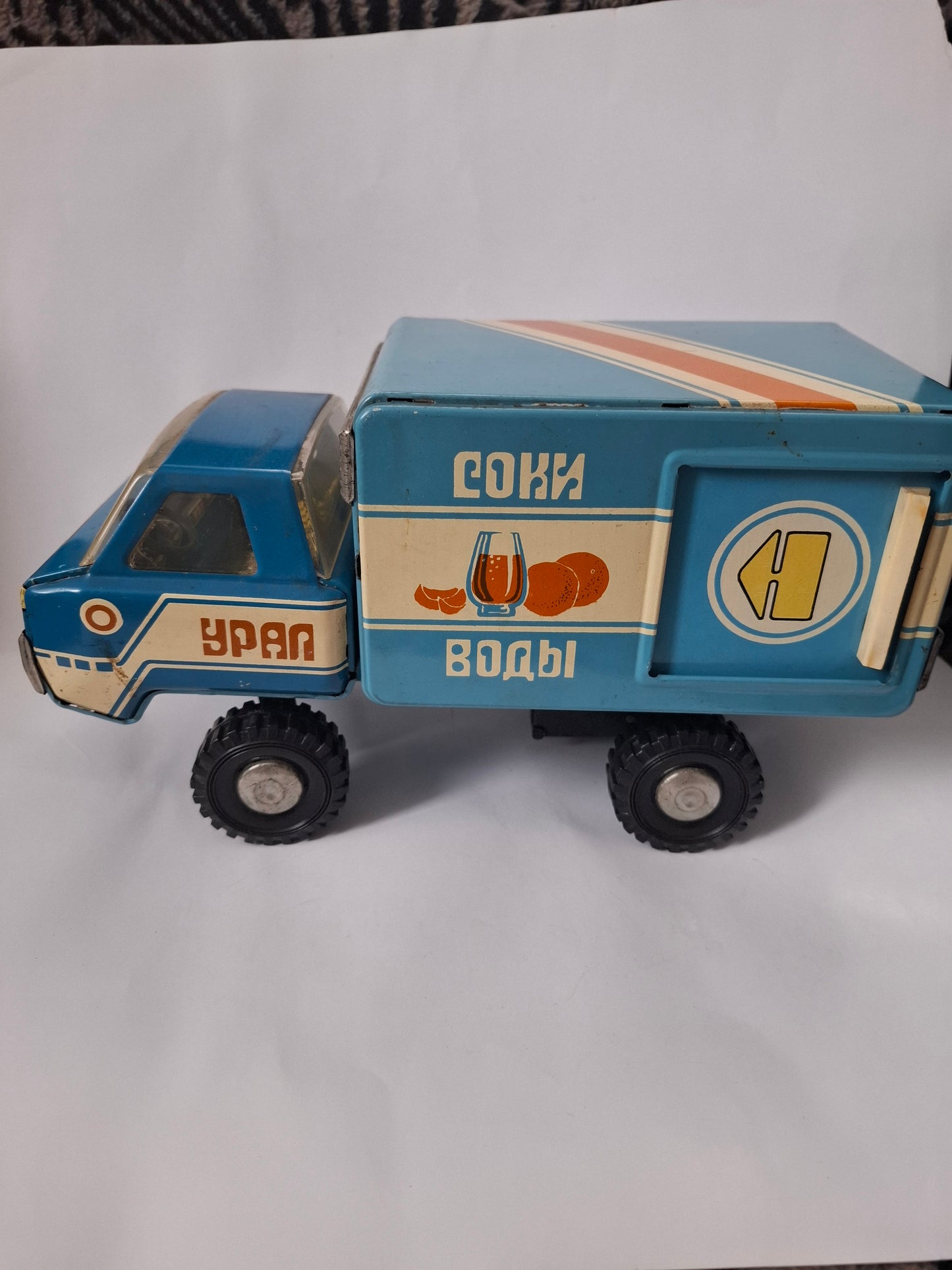 Vintage Soviet Tin Truck USSR big box delivery truck Ural tin toy truck vehicle old antique