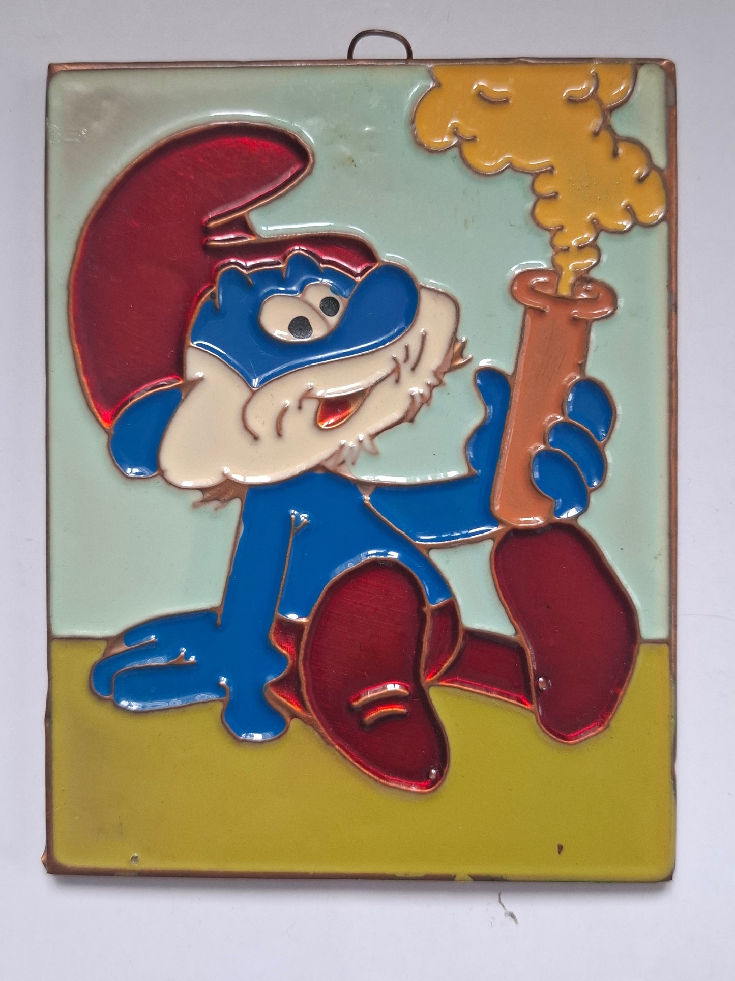 Hand-Painted Smurf Metal Relief Tiles (11x8.5 cm) – 3 Variants