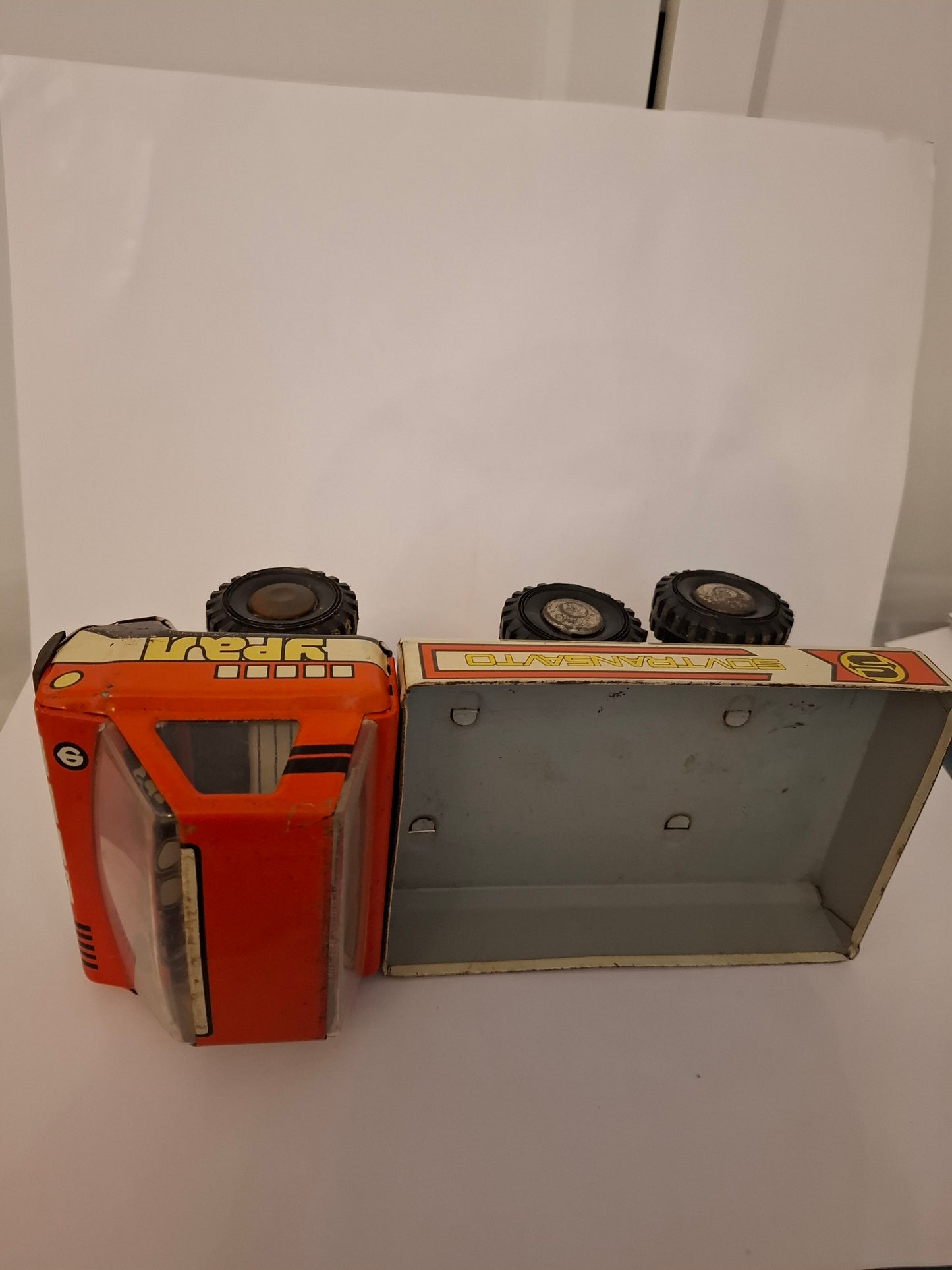 Vintage Soviet Tin Truck USSR big dump three-axle truck Ural-5567 "Sovtransavto" tin toy truck vehicle red old antique