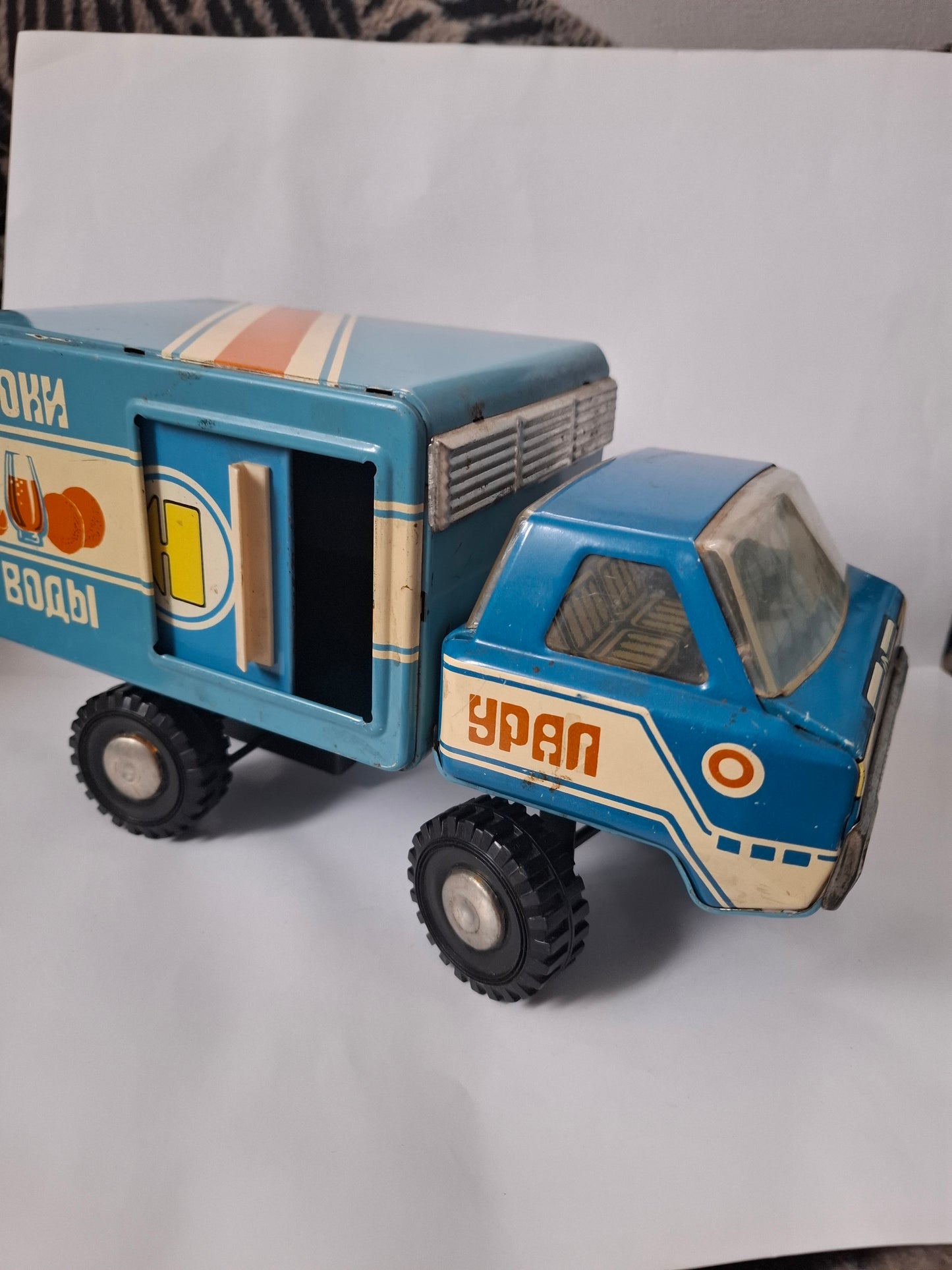 Vintage Soviet Tin Truck USSR big box delivery truck Ural tin toy truck vehicle old antique