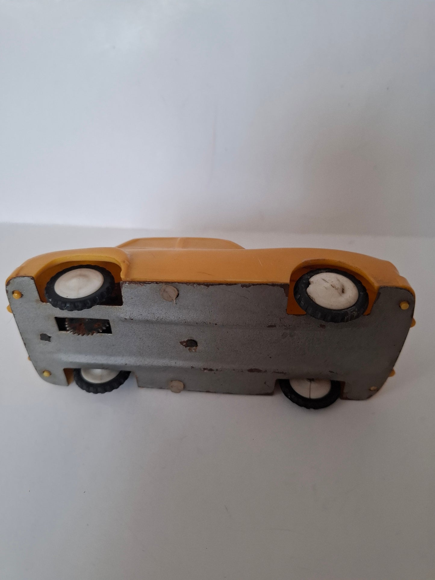 Classic Soviet Friction Yellow Police Car Plastic Vintage Treasure Cat-USSR