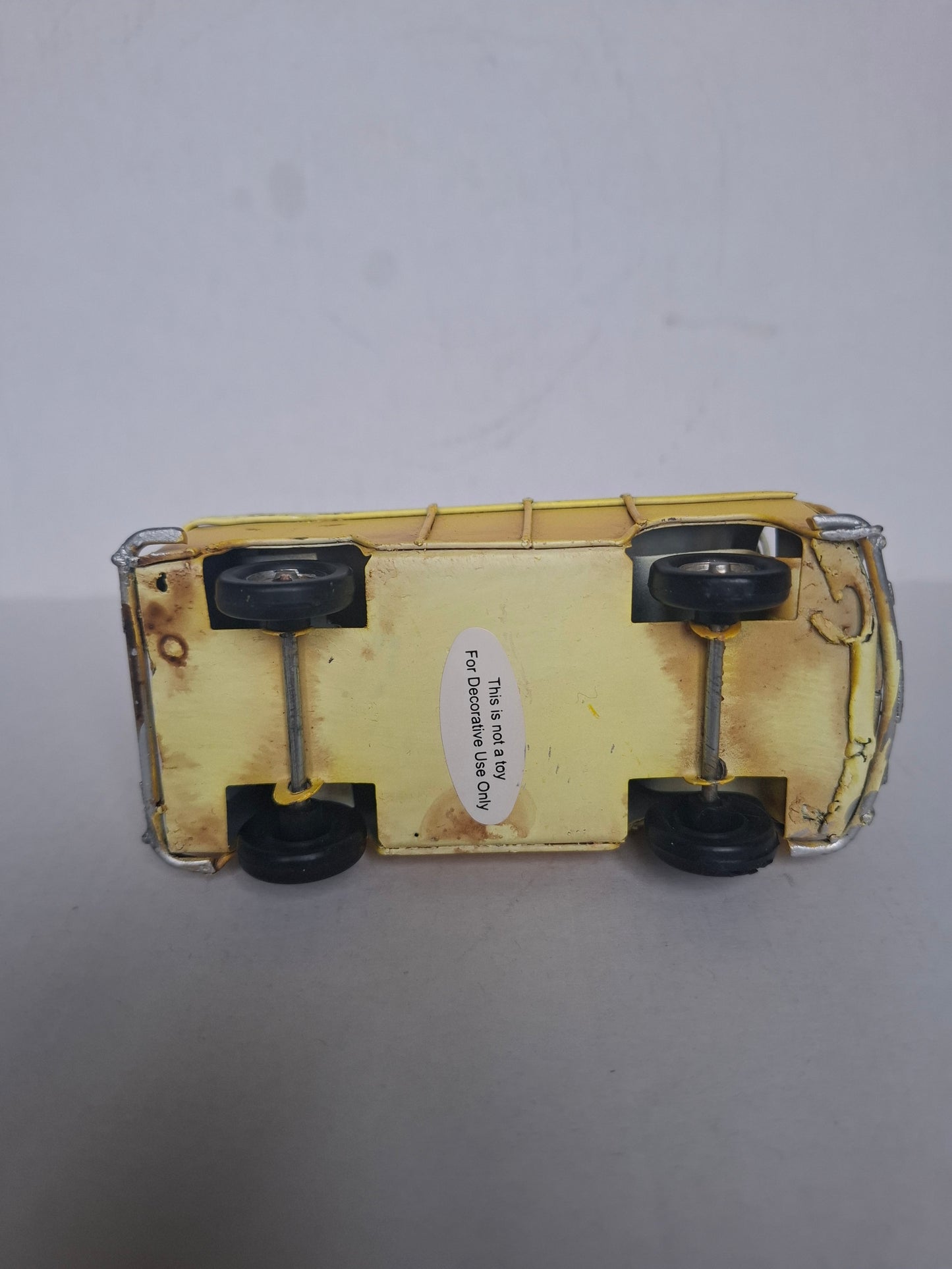 Vintage Yellow Metal Bus Model | Handmade Retro Camper Van Decor | Classic T1 Split Window Display Ornament | Hippie Surf Van Gift