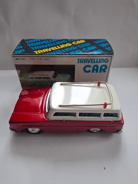 Rare Candy Red Station Wagon Car Tin Friction Toy MF 731 -made in china