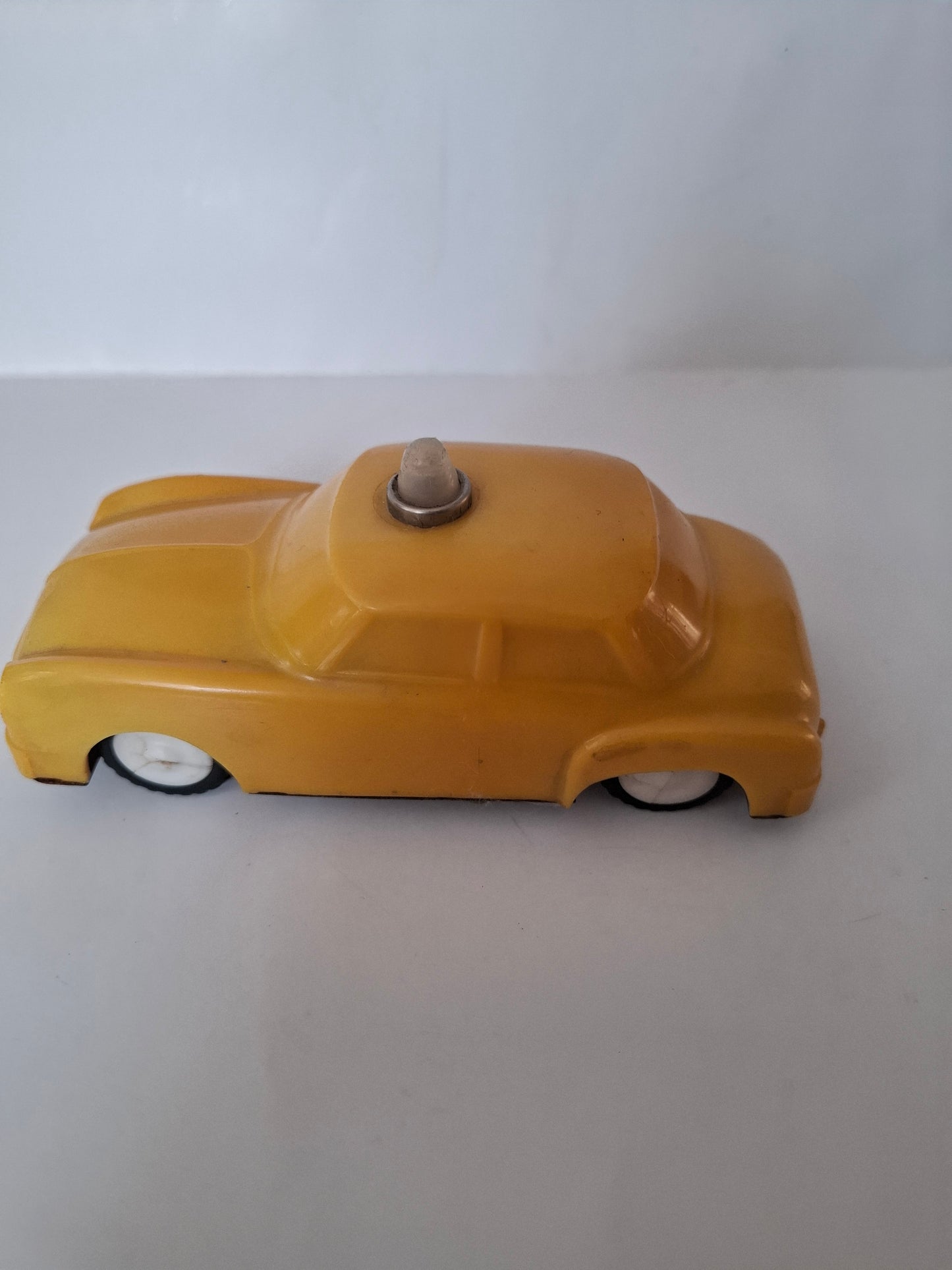 Classic Soviet Friction Yellow Police Car Plastic Vintage Treasure Cat-USSR