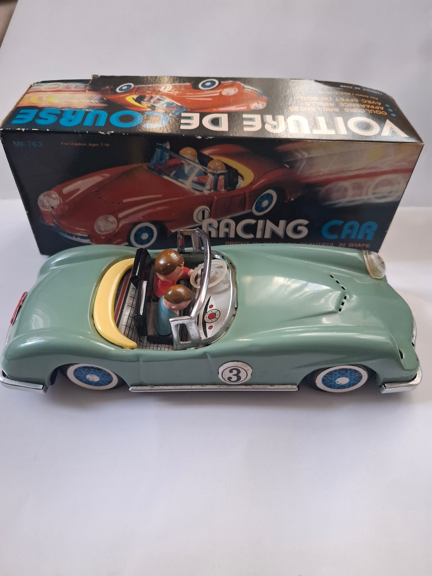 Vintage Racing Car Friction Tin Toy Voiture De Course MF 763 - 1:18 scale- Made In China