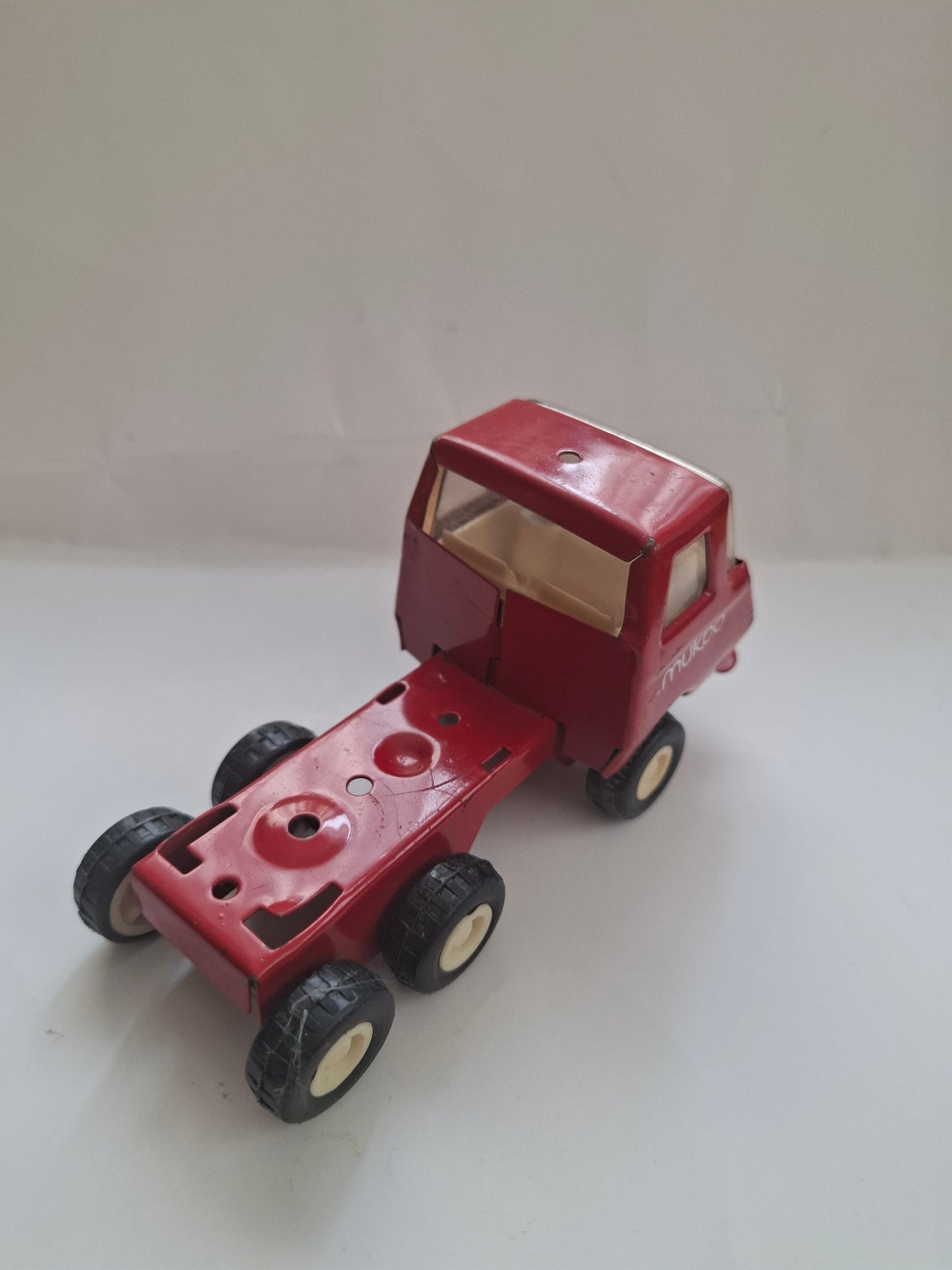 Vintage 1980's Tiny Tonka Toy Red Pressed Steel Semi Tractor Truck - Red