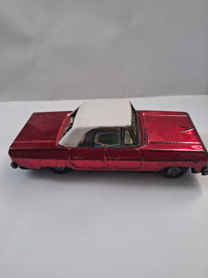Vintage Red Sedan Tin Toy Rare China Car Friction Motor Tin Toy MF 181
