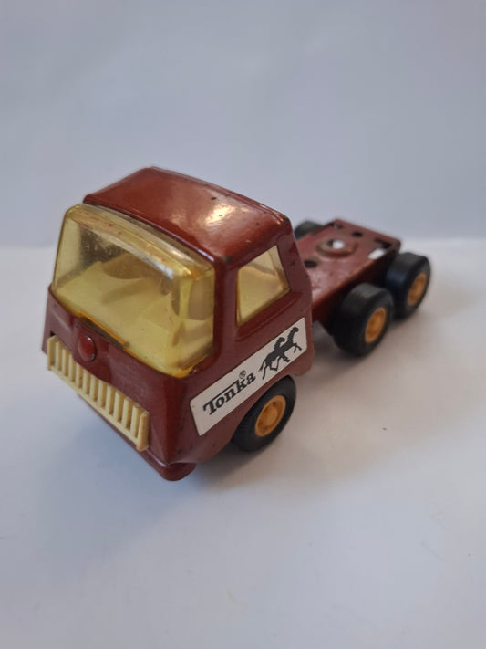 Vintage 1970's Tiny Tonka Toy Pressed Steel Semi Tractor Truck Metallic Brown