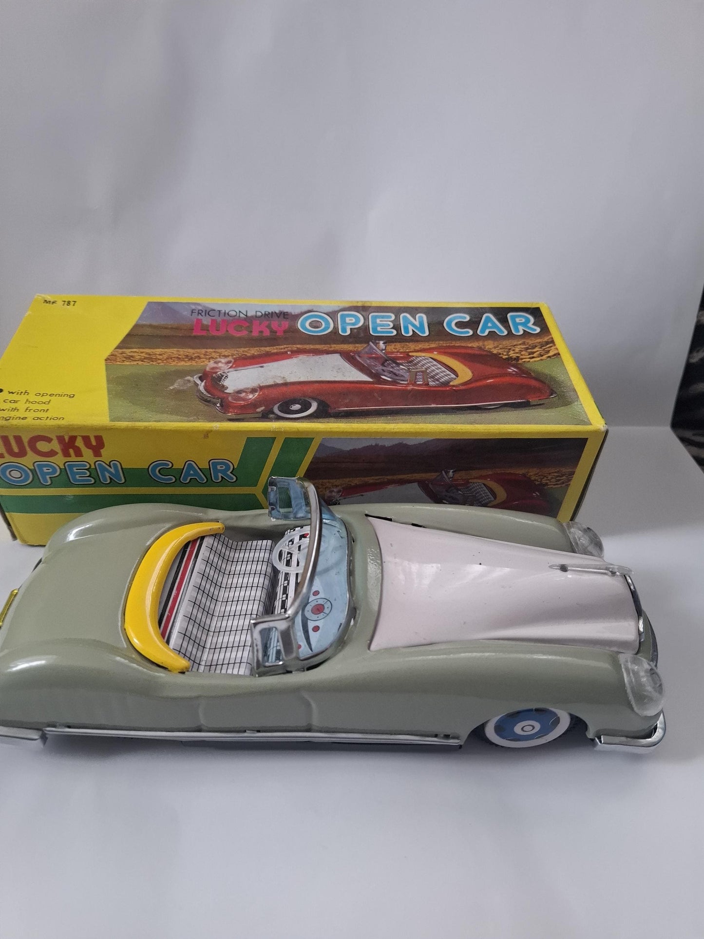 Tin Toy Car Convertible China MF 787 Original Packaging Box Never Used Tinplate Friction Car