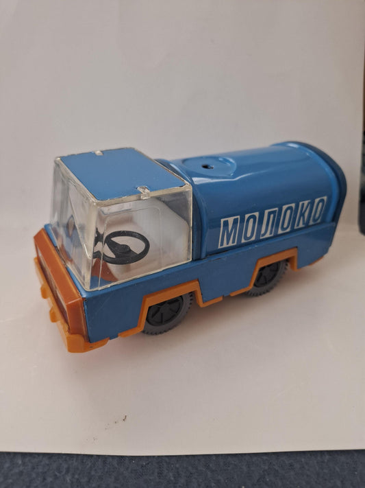 Vintage USSR Tin Toy Milk Truck  Blue “MOLOKO Soviet Milkman Truck  Collectible Soviet Toy