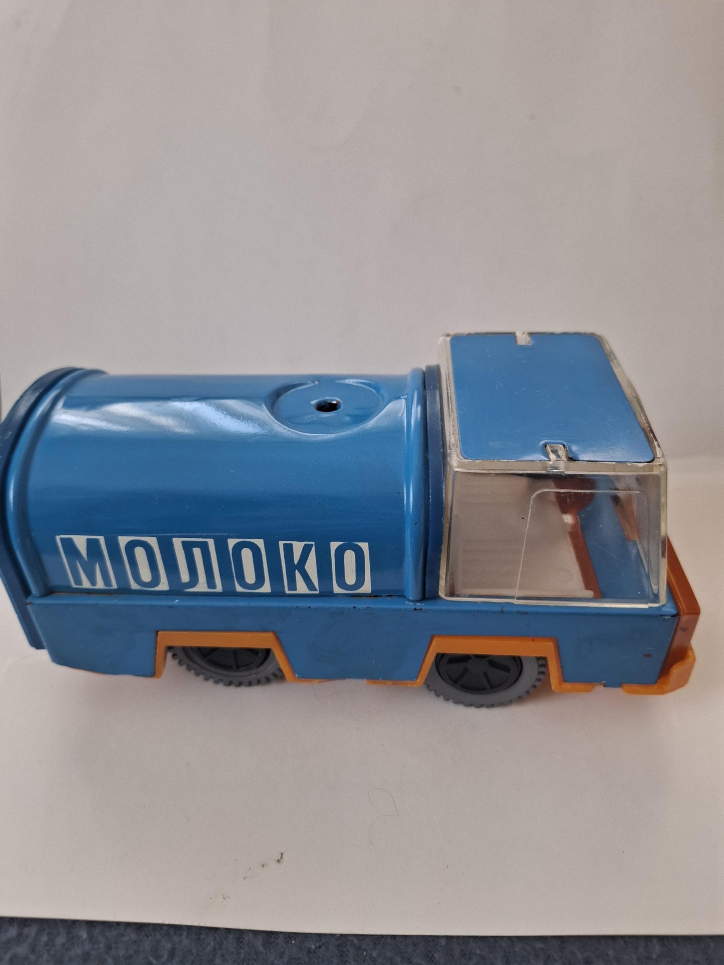 Vintage USSR Tin Toy Milk Truck  Blue “MOLOKO Soviet Milkman Truck  Collectible Soviet Toy