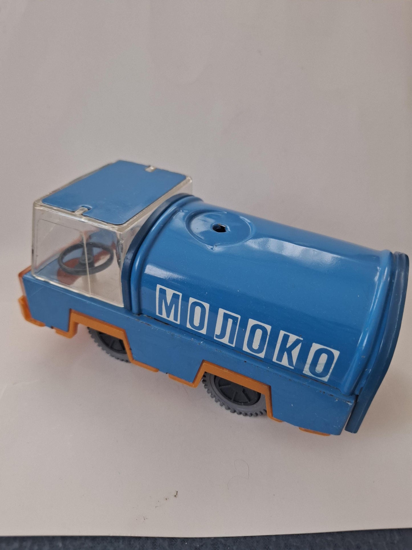 Vintage USSR Tin Toy Milk Truck  Blue “MOLOKO Soviet Milkman Truck  Collectible Soviet Toy