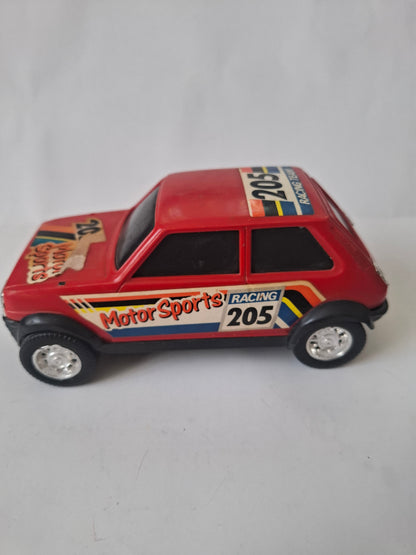 Vintage Renault 5 Rally Car Plastic Model – Red – Race #205