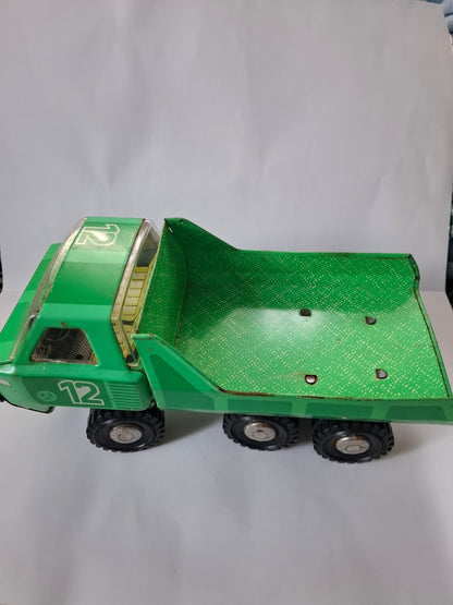 Vintage Big Children's Metal Tin Toy Green Dump truck Ural USSR Nr.12