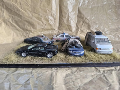 Handmade 1:43 Scale Scrap Yard Diorama – Weathered Car Display, Perfect Gift or DIY Project
